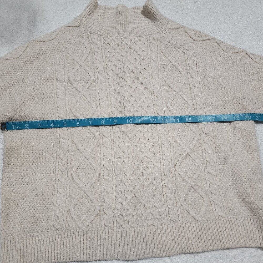 Mock Neck Cropped Cable Knit Sweater Academia - Picture 5 of 7